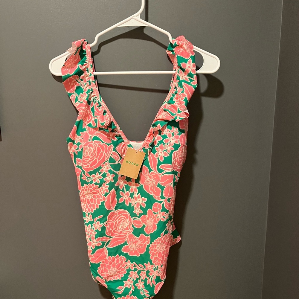 Boden Pink and Green Floral One Piece Swimsuit - Picture 6 of 7